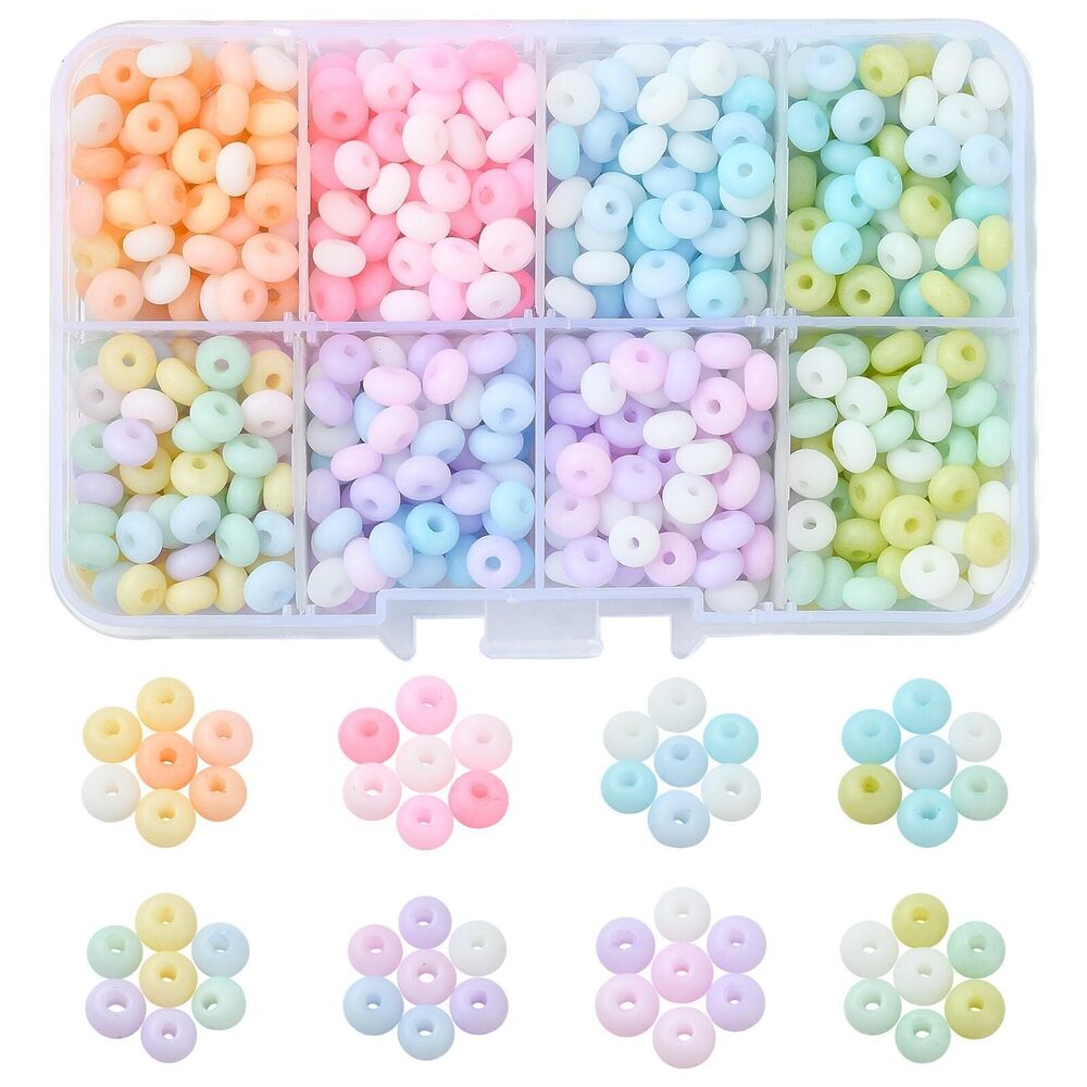 2417 6MM 840 pcs 8 Colors Frosted Flat Round Theme Glass Beads Round
